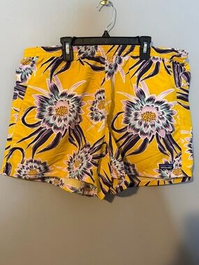 Patagonia Yellow Floral Elastic-Waist Women's Shorts